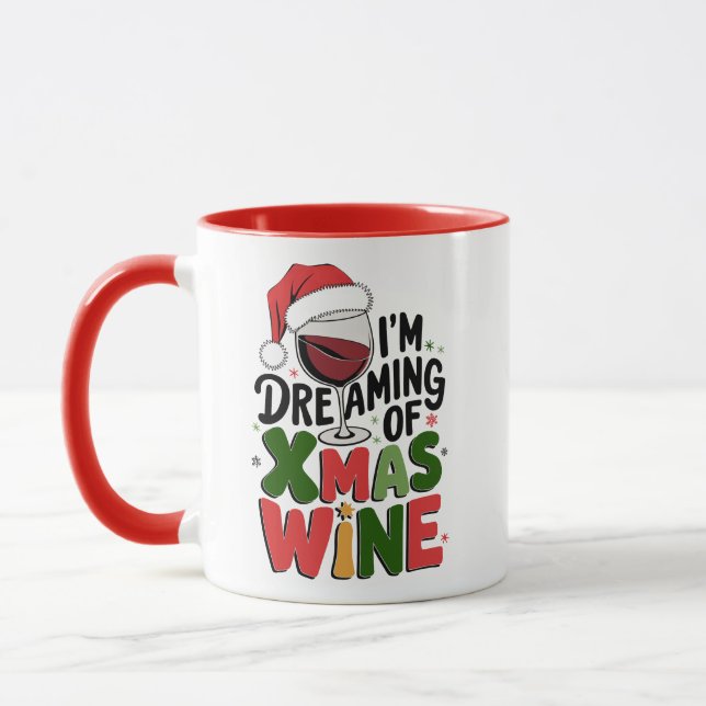 Mug Rêvant de vin de Noël – Père Noël festif (Gauche)