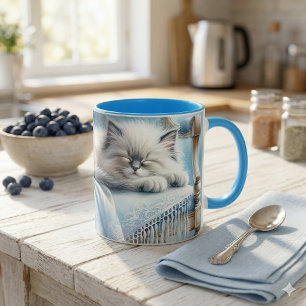 Mug Rêve Cottagecore Bleu de Chatte Endormie
