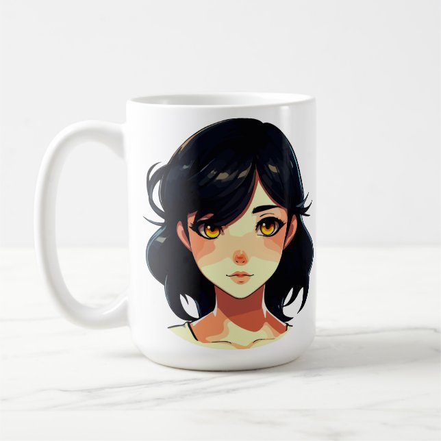 Mug Rêve d'anime romantique : Beauté aux cheveux bleus (Gauche)