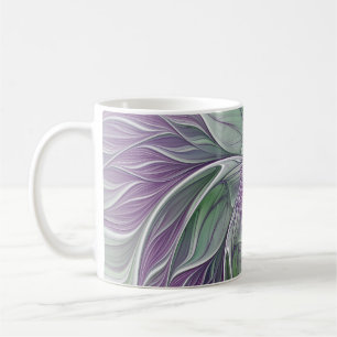 Mug Rêve de fleurs, Abstrait violet vert Fractal Art