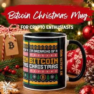 Mug RÊVE D'UN NOËL BITCOIN Motif Faux Tricot