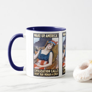 Mug Réveillez L'Amérique ! Art vintage de la liberté p