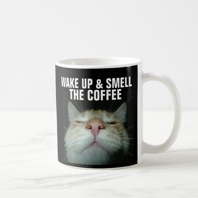 MUG RÉVEILLEZ-VOUS ET SENTEZ LE CAFÉ, GINGER CAT CAFÉ  (Droite)