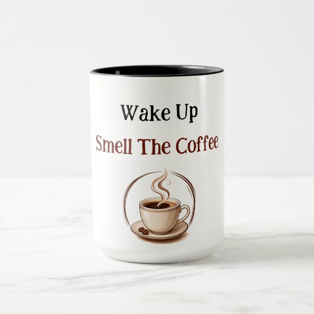 Mug Réveillez-Vous, Sentez l'Odeur du Café Amusant Ama (Centre)
