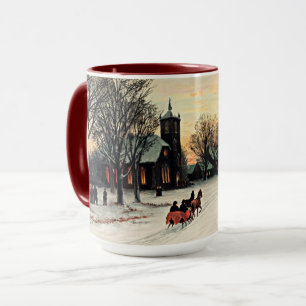 Mug Réveillon de Noël, 1889, peinture vintage,