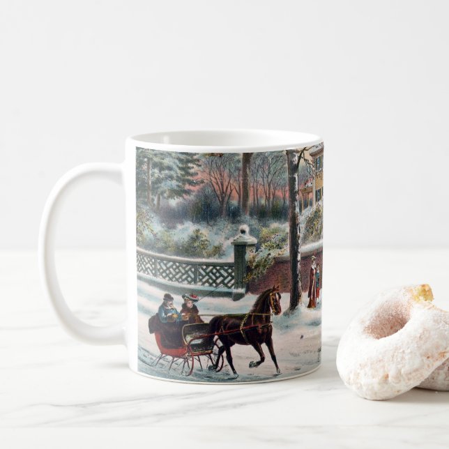 Mug Réveillon de Noël de la rue d'hiver (Avec donut)