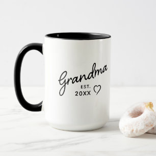 Mug Révélation Grand-mère Année d'Est. Minimaliste Noi