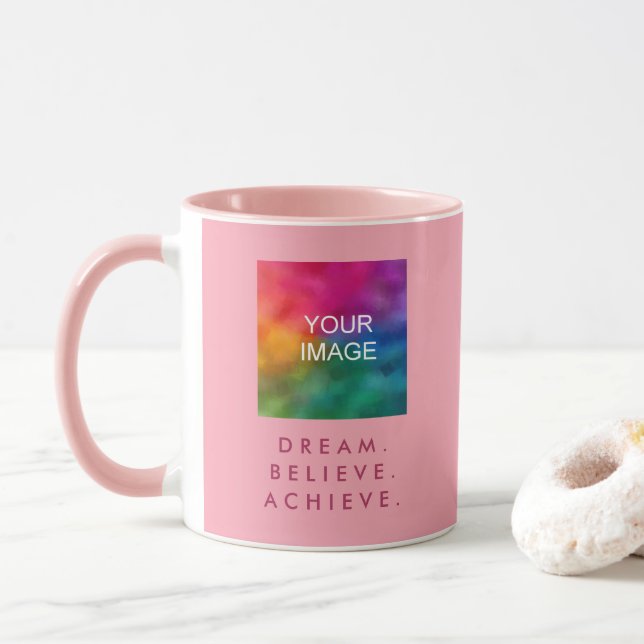 Mug Rêver Croire Atteindre Citation Personnalisée Moti (Avec donut)