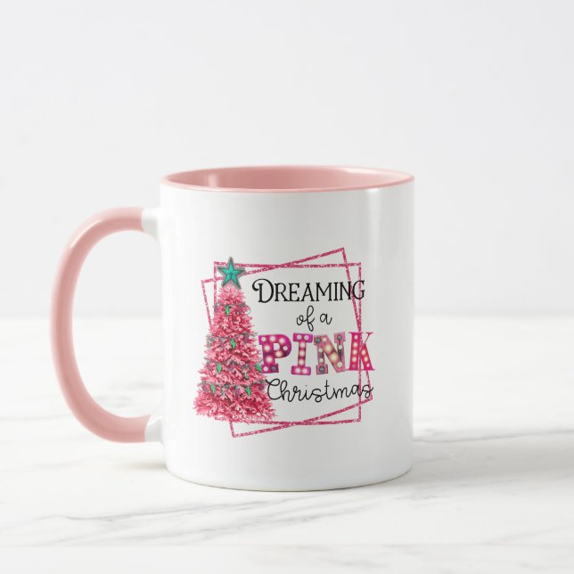 Mug Rêver D'Une Lumière De Marque De Noël Rose (Gauche)