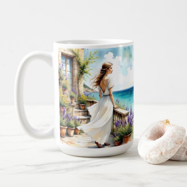 Mug Rêves de lavande au bord de la mer (Avec donut)