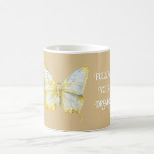 Mug Rêves de papillon blanc jaune citron