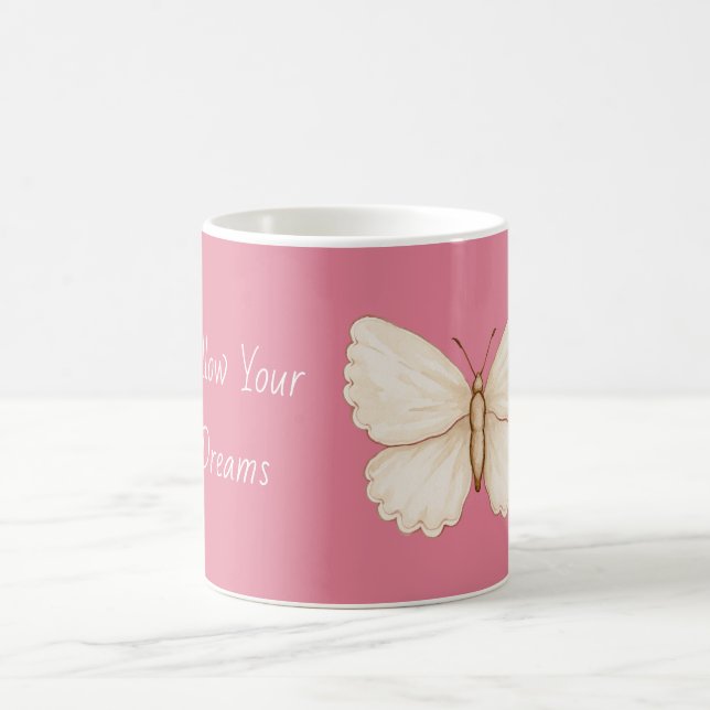 Mug Rêves de papillon blanc rose (Centre)