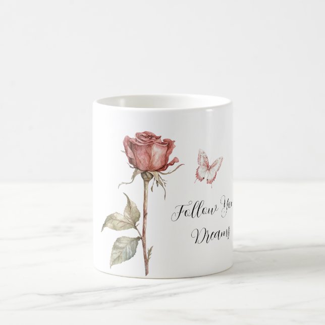 Mug Rêves de papillon blanc rose rouge rose (Centre)