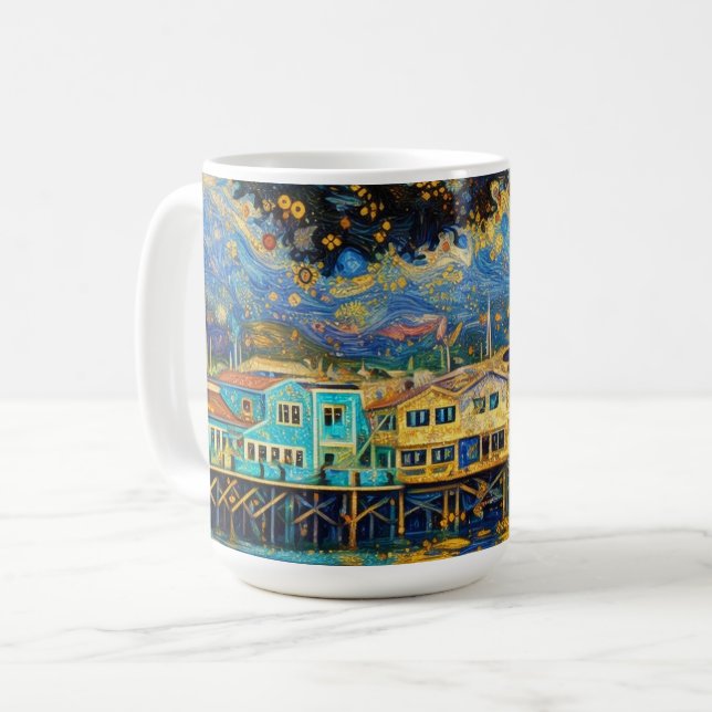 Mug Rêves de port de Monterey dorés inspirés de Klimt (Devant gauche)