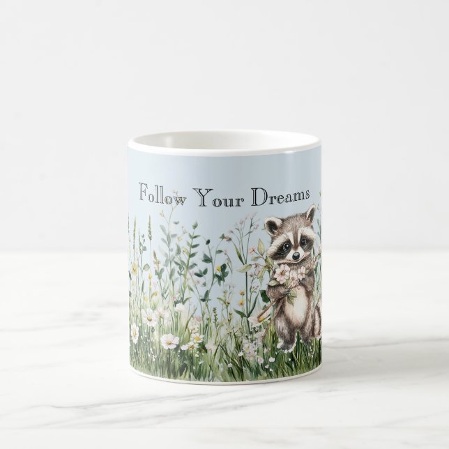Mug Rêves Floraux de Raton Laveur Bleu (Centre)