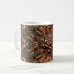 Mug Revêtement en cuir Vintage floral incorporé