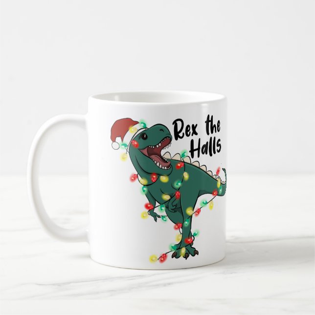 Mug Rex the Halls Dinosaur T-rex Noël (Gauche)