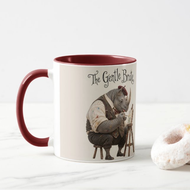 Mug Rhinocéros avec un pinceau (Avec donut)