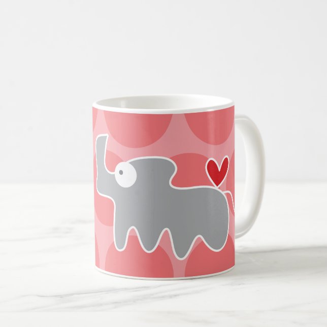 Mug Rhinoceros gris caricature et points amusants pour (Devant droit)