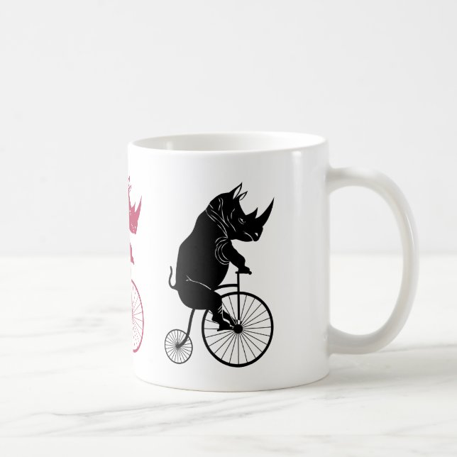 Mug Rhinocéros montant un vieux vélo de mode (Droite)