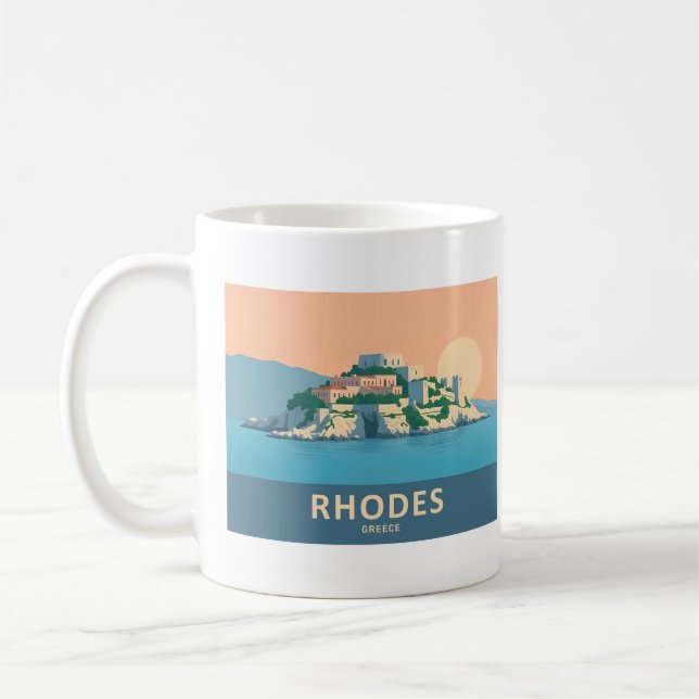 Mug Rhodes Grèce Pastel Travel - Vieille Ville Médiéva (Gauche)
