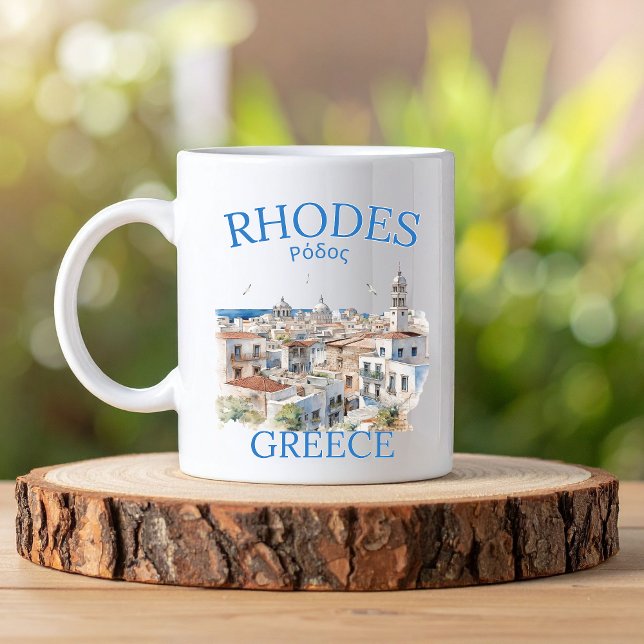 Mug Rhodes Greece Watercolor – Greek Island Travel (Créateur téléchargé)
