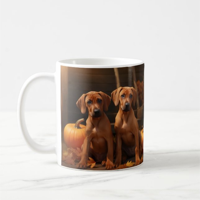 Mug Rhodesian Ridgeback Chiot Automne Citrouille délic (Gauche)