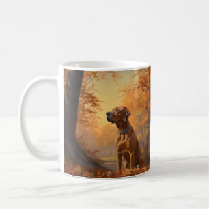 Mug Rhodesian Ridgeback dans les feuilles d'automne to