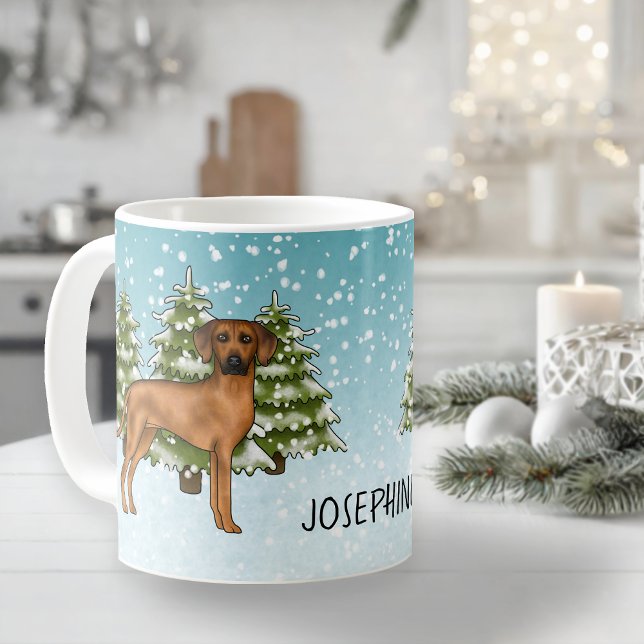 Mug Rhodesian Ridgeback du nom de Neige Forêt d'Hiver (Please note: This image is a digital mockup. The product may not be in scale.)
