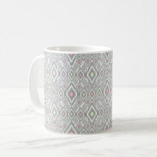 Mug Rhombus gris, vert, rose sur un blanc