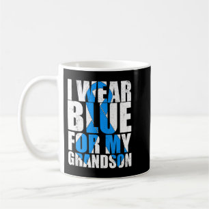 Mug Ribbon Autisme Je Porte Du Bleu Pour Mon Grand-Fil