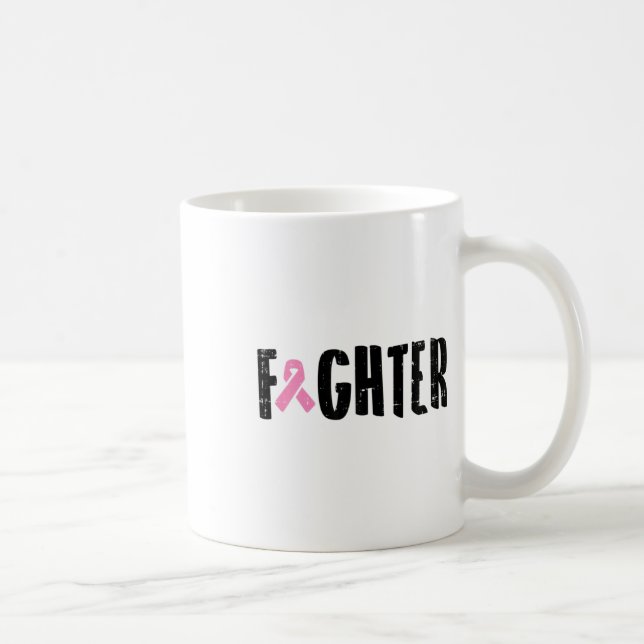 Mug Ribbon rose Conscience du cancer du sein Guerrier  (Droite)
