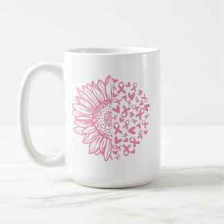 Mug Ribbon rose Conscience du cancer du sein Tournesol