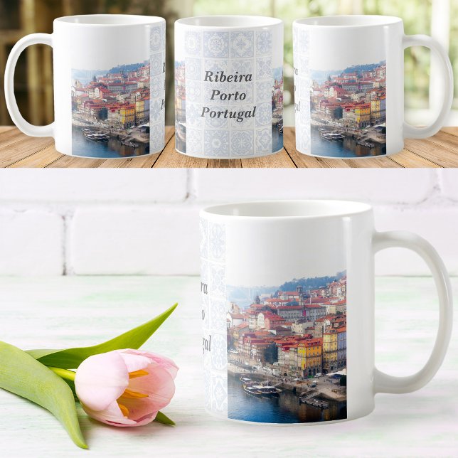 Mug Ribeira et Douro. Porto, Portugal. (Ribeira and Douro River. Porto, Portugal. Coffee Mug)