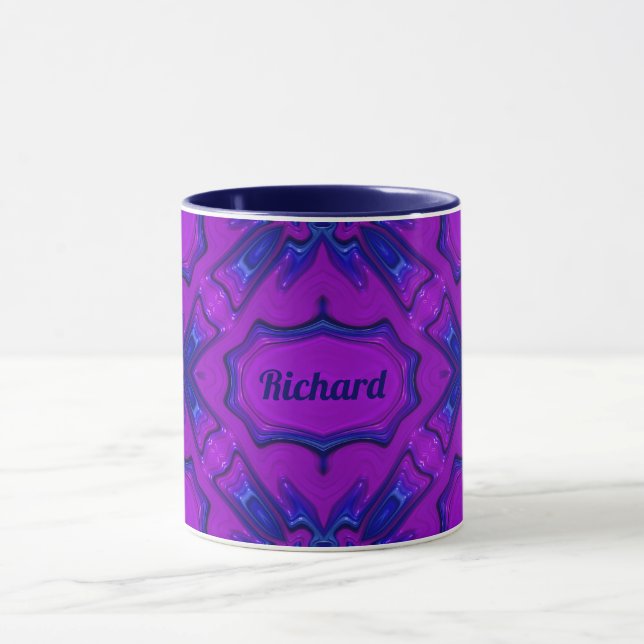 Mug ~ RICHARD ~ Violet et Fractal bleu ~ (Centre)