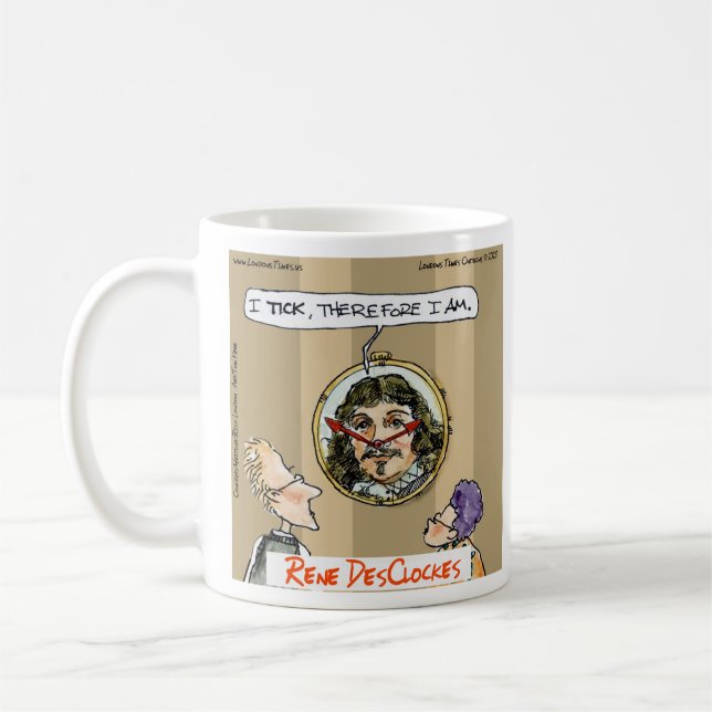 Mug Rick London Cartoons Descartes Clock Comique (Gauche)