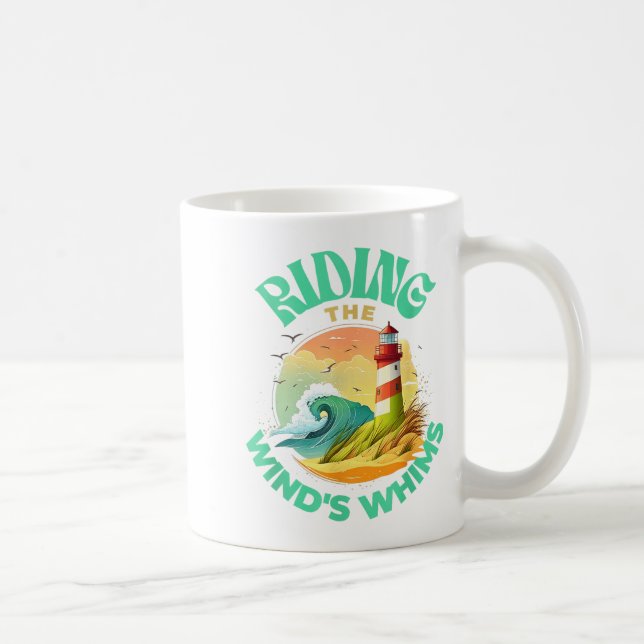 Mug Riding The Wind's Whims Ocean Humor Lighthouse Sce (Droite)