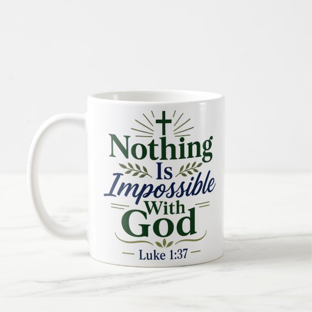 Mug Rien n'est impossible avec Dieu Citation de verset (Gauche)