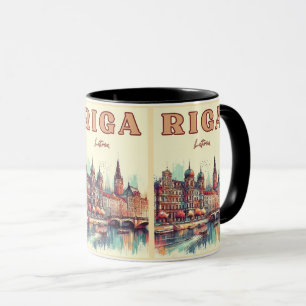 Mug Riga City, Lettonie culture baltique cadeaux vinta
