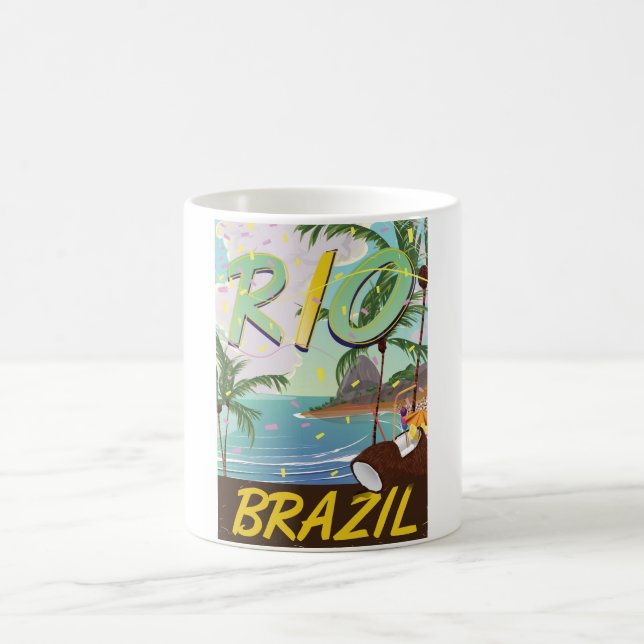 Mug rio de janeiro Brésil impression de voyage rétro. (Centre)