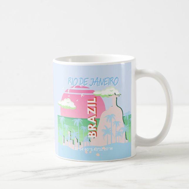 Mug Rio de Janeiro Brésil Voyage Art Blue Illustration (Droite)