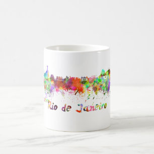 Mug Rio de Janeiro skyline in watercolor