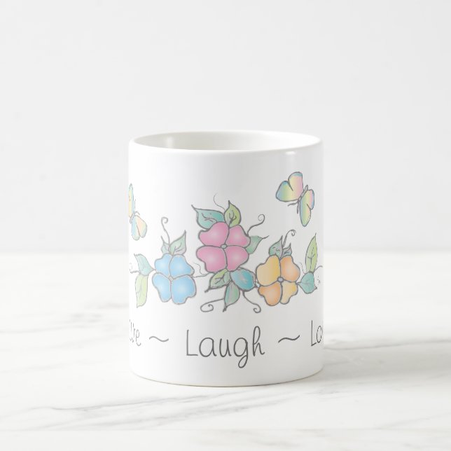 Mug Rire en direct | Aquarelle florale papillon (Centre)