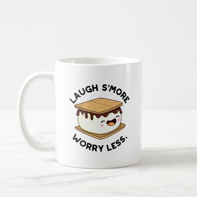 Mug Rire Plus Inquiète Moins Drôle Pun Smore (Gauche)