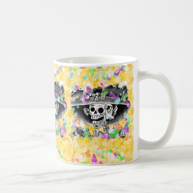 Mug Rire Skeleton Woman à Bonnet (Droite)