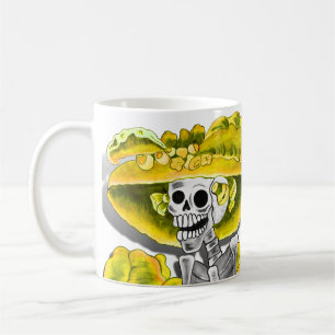 Mug Rire Skeleton Woman dans Yellow Bonnet