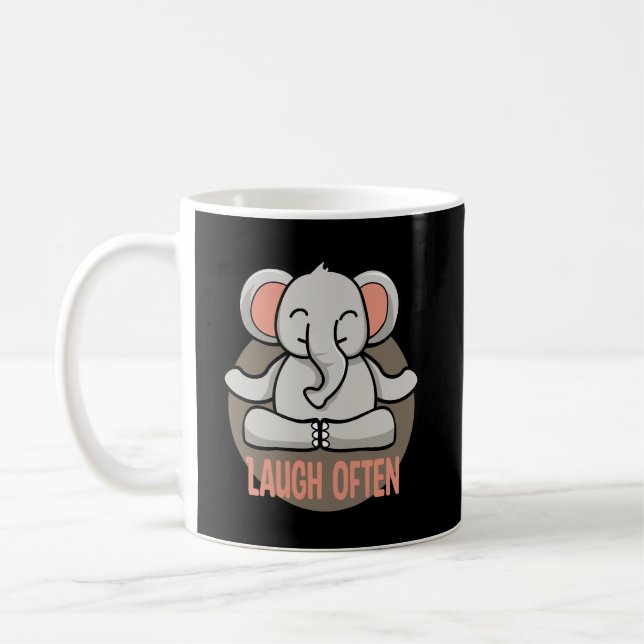 Mug Rire souvent Kawaii bébé éléphant faisant du yoga  (Gauche)