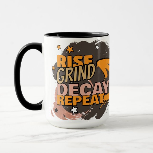 Mug Rise Grind Decay Repeat - Drôle Crâne Halloween Co (Gauche)