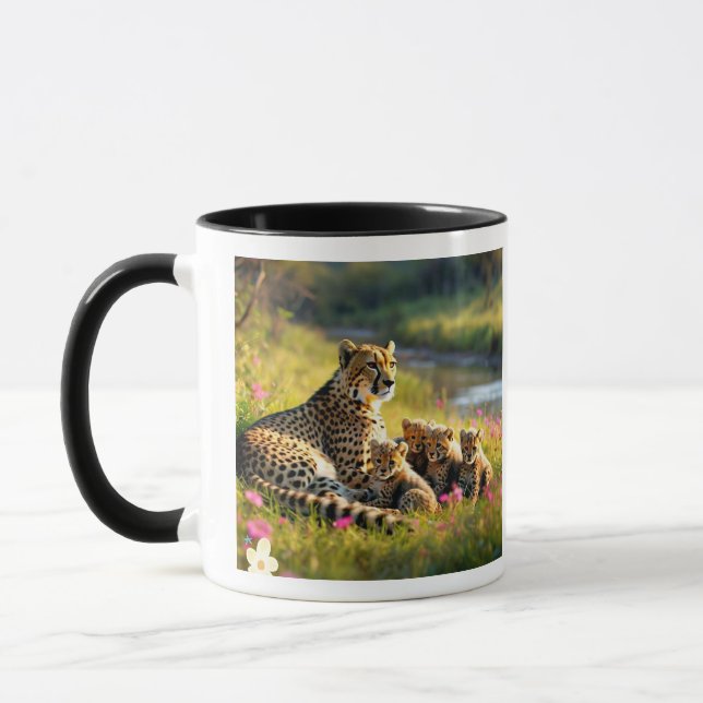 Mug "Riverbank Serenity with Cheetahs" (Gauche)