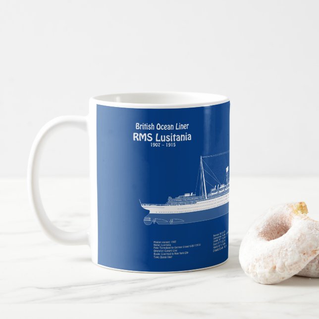 Mug RMS Lusitania - Plan directeur des navires ABD (Avec donut)